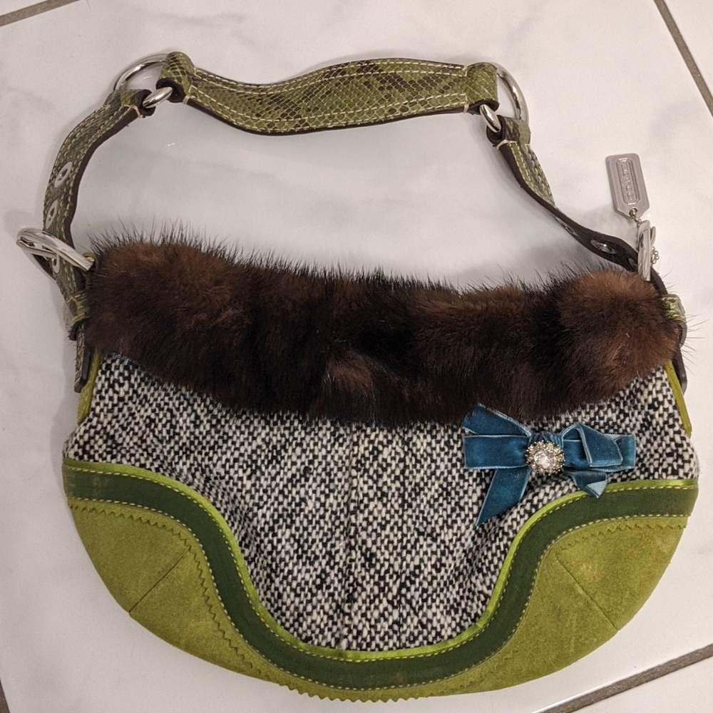 Vintage Coach Purse Fur Trim